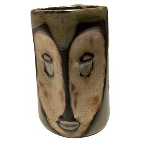 Mara of Mexico Stoneware Mug Mask Face Handmade Coffee Stein 5.75" Tall 15oz